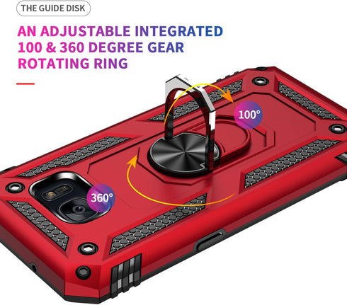 Androgate for Samsung Galaxy S7 Case, Military-Grade Metal Ring Holder Kickstand, Shockproof Cover for Samsung Galaxy