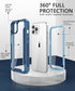 ANSHOW for iPhone 12/12 Pro Case, 360 Full Body Rugged Case with Built-in Screen Protector, Blue