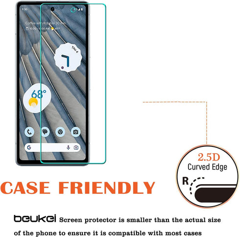 beukei 3 Pack Tempered Glass Screen Protector for Google Pixel 7a 5G, Touch Sensitive, Case Friendly, 9H Hardness
