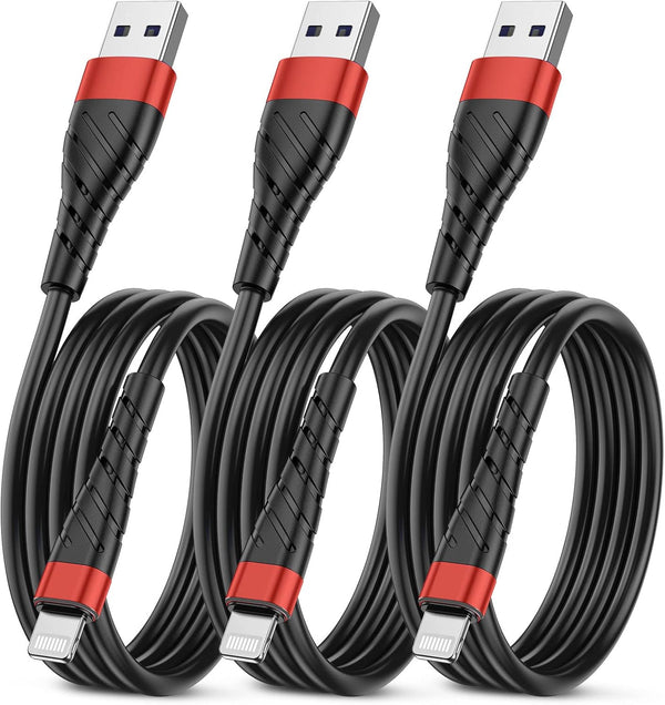OIITH 3 Pack MFi Certified 3 Ft iPhone Charger Cable, Fast 2.4A Lightning USB Cord for iPhone