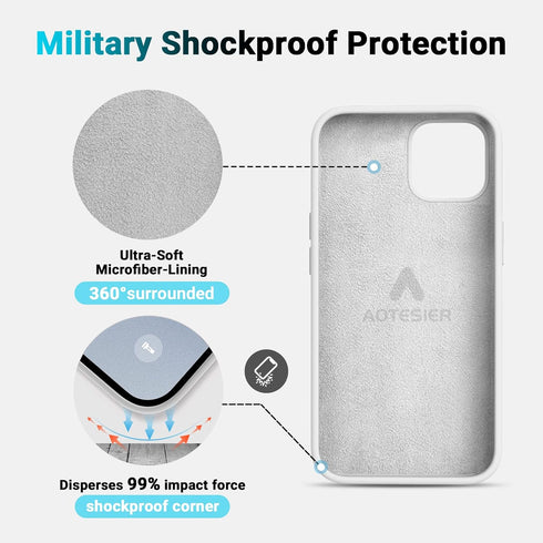AOTESIER Shockproof Designed for iPhone 12 Pro Max Case, Liquid Silicone Phone Case with Soft Anti-Scratch Microfiber