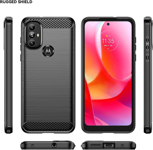 Fashion Flexible TPU Bumper Case for Moto G Power 2022 with HD Screen Protector (Black)