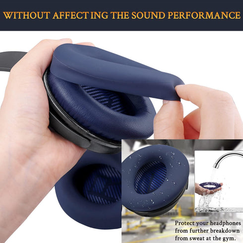 SOULWIT Ear Pads Cushions + Headband + Silicone Earpads Cover Protector for Bose QuietComfort 35 QC35