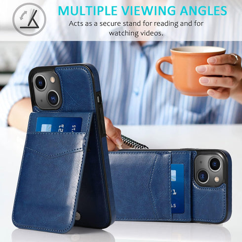 iPhone 13 Wallet Case with Credit Card Holder, PU Leather Wallet Case for 6.1 inch iPhone 13 (Blue)