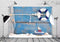 BELECO 10x6.5ft Fabric Nautical Backdrop Life Buoy and Toy Boat Shells on Blue
