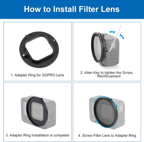 PULUZ 52mm Lens Filter Adapter Ring for GoPro HERO11 Black / Mini / HERO10 / HERO9 Camera Accessories
