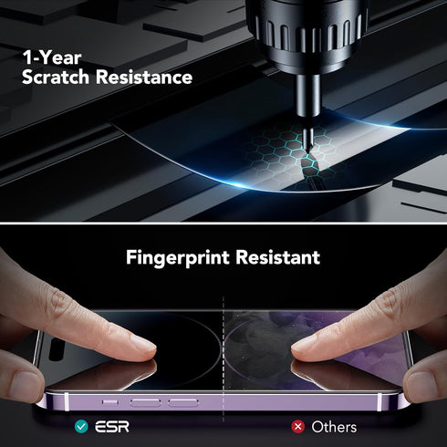 ESR 3 Pack Privacy Screen Protector for iPhone 14 Pro, Anti-spy Tempered Glass, Micro-curved Edges, Case Friendly