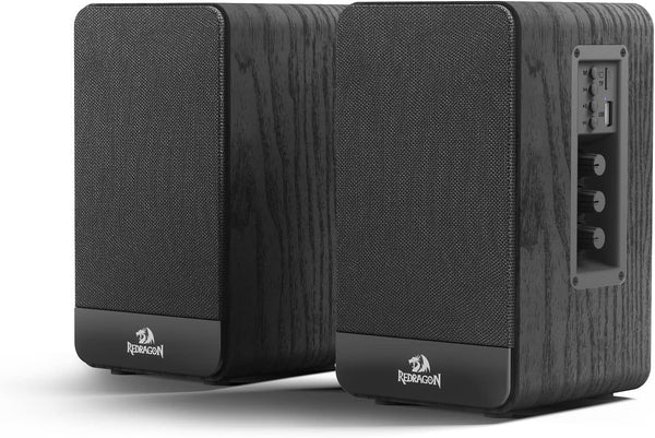Redragon GS813 Wireless Desktop Speakers, 2.0 Bookshelf Speaker, 20W Output, BT 5.0, Enhanced Bass/Treble Knob