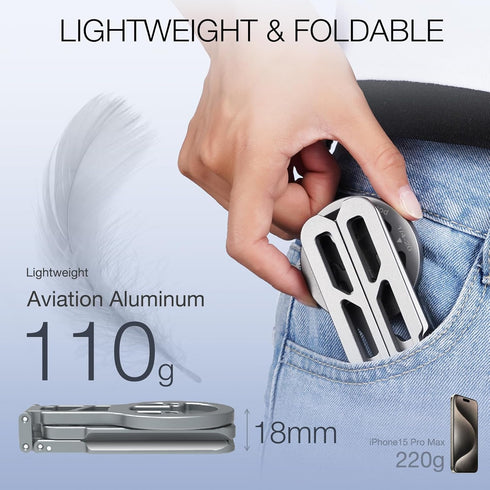 Magnetic Pocket Phone Tripod, Foldable Compatible with MagSafe iPhone 15/14/13/12 Plus Pro Max Series