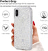 Compatible iPhone Xs Max Case, Women Glitter Shells Foil Sparkle Hard Back Cover with TPU Bumper (White/Gold)