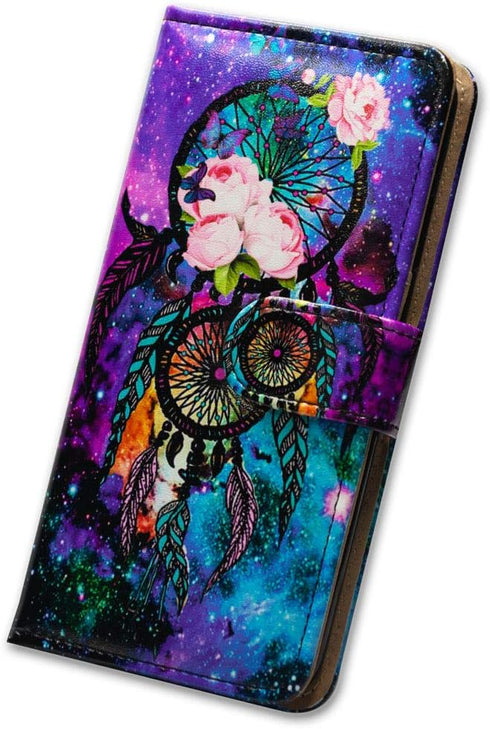 Case for Samsung Galaxy A02s, Dream Catcher Galaxy Sky Leather Flip Phone Case with Card Slot and Kickstand