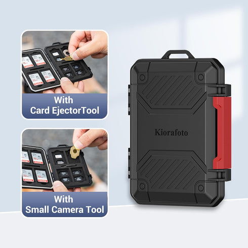 Kiorafoto 18 IP67 8 4 4 2 Memory Card Case with Slots, Waterproof Anti-Shock Travel Camera Memory Card Holder for SD