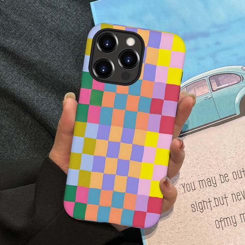 SEized Happy Colorful Checkerboard Case for iPhone 13 Pro, Durable Protection for Girl Women Boy Men