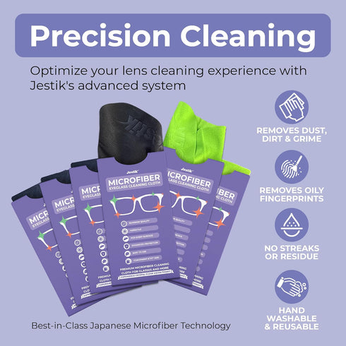 Microfiber Eyeglass Cleaning Cloths - Premium Japanese Microfiber Cleaning Cloth for Glasses, Lens Cleaner for Glass, Screens, Electronics & Other Delicate Surfaces. (Black/Blue - Pack of 6)