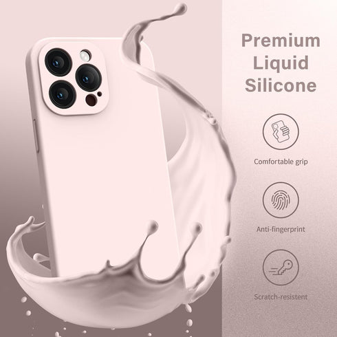 AOTESIER iPhone 14 Pro Case, Chalk Pink, Upgraded Silicone, Stronger Camera Protection, 2 Screen Protectors, 6.1"