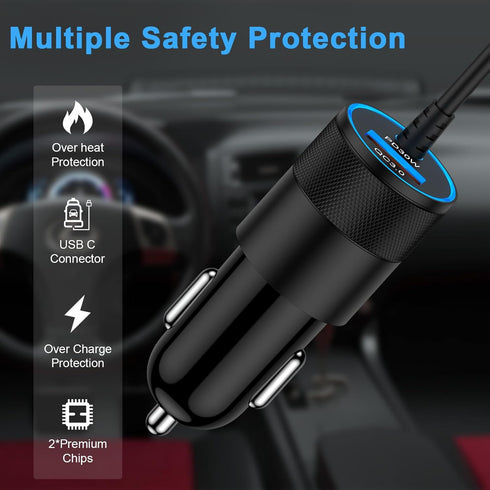 48W Pixel 9 Fast Car Charger Type C Plug Adapter for Google Pixel 9 Pro XL 8a 7 6, Samsung Galaxy S24Ultra A15 5G A35 Z