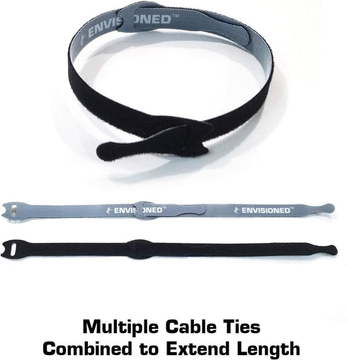 Reusable Cable Ties, 1/2" x 8" for Cable Management, 60 Pack (Black)