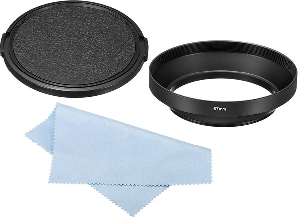 PATIKIL 67mm Lens Hood, Wide Angle Matte Surface, Anti-reflective Inside Hood with Cap, Black