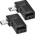 UCEC USB 2.0 Adapter Plug - Mini USB to Mini USB, Left and Right Angle, Pack of 2