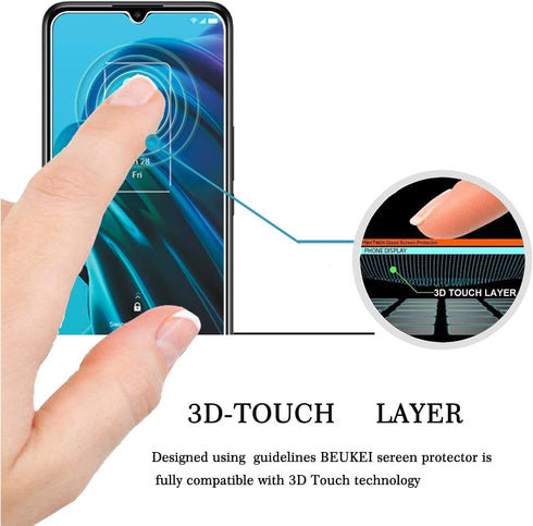 beukei (3 Pack) Tempered Glass Screen Protector for TCL T767W / TCL 30 XE 5G, Touch Sensitive, Case Friendly, 9H