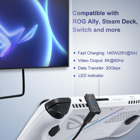 180 Degree Angle USB C Adapter (2 Pack), U Shape USB C Male to USB C Female PD 140W Extender Connector for Laptop,