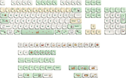 Keycaps 60 Percent PBT Keycaps for Mechanical Keyboard, 139 Key Keycaps, Cute Dye-Sublimation MOA Profile Custom