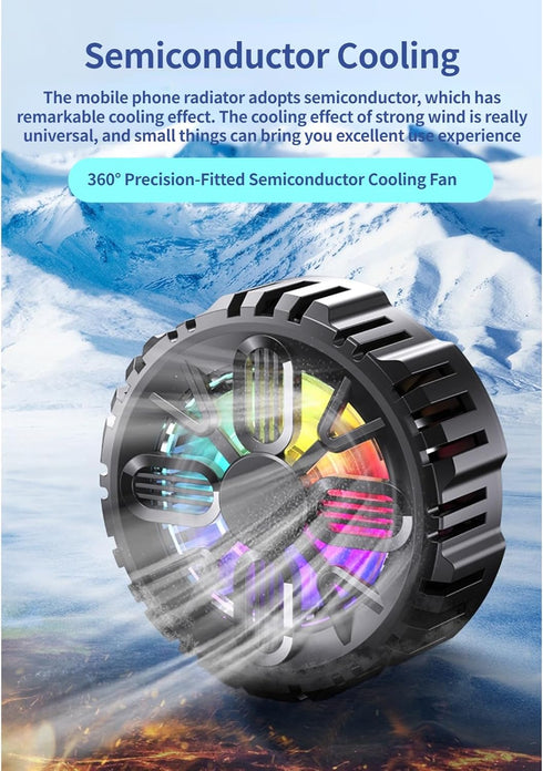Mobile Phone Cooler, Rechargeable Semi Conductor Cell Phone Radiator with Colorful LED Light, Universal Magnetic Phone