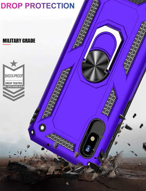 IKAZZ for Galaxy A10e Case with Screen Protector, Military Grade Shockproof Heavy Duty Phone Cover with Magnetic