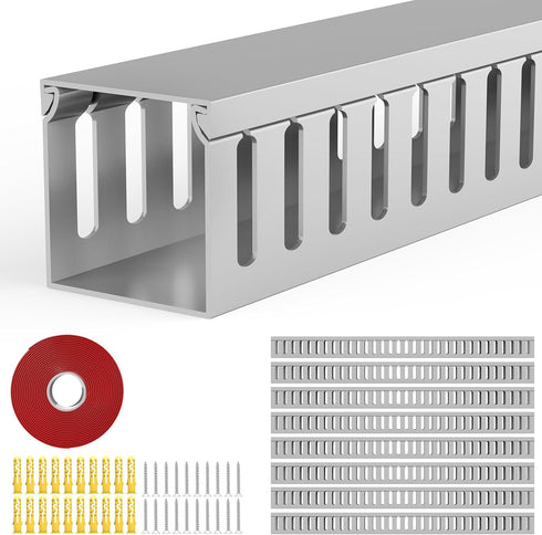 REFLYING Open Slot Wiring Raceway Cable Duct, 123in Cable Management Channel Cord Track,Desk