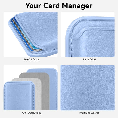 Magnetic Wallet Cell Phone Card Holder for Phone Case with Mag-Safe, Stronger Magnetic RFID Leather Phone Wallet Stick on Series of iPhone 15/14/13/12 and Pro/Promax, Purple