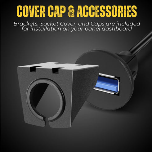 TNP USB 3.0 Flush Mount Cable with Buckle, Dashboard Panel 1 Port USB Socket Plug Connector (1.8M / 6FT)