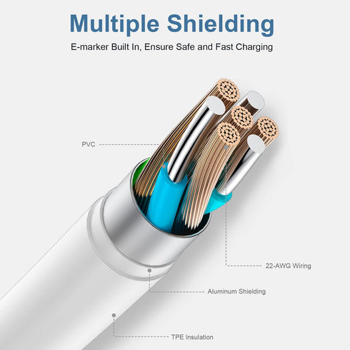 USB C to USB C Charging Cable 6ft 60W 3Pack, USB C Cable for Charging Apple,for iPhone 15/15 Pro/15 Pro Max/15 Plus,iPad Pro, Air5, MacBook Air by FUPYWP