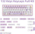 PBT Keycaps - MOA Profile 132 Keys Dye Sublimation Purple Cute Cat Customized Keycaps for ANSI Layout Cherry MX Switches