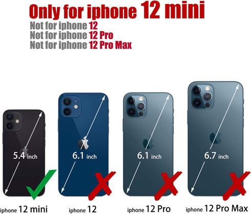japezop iPhone 12 Mini Flip Case, Pink Leather, RFID Blocking, Card Holder, Slim Fit, Wireless Charging Compatible