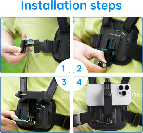 Suptig Phone Chest Mount Phone Harness Strap Holder Compatible for iPhone, Samsung, Gopro, DJI Action, Cell Phones