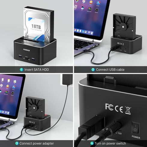 FIDECO Hard Drive Docking Station, USB 3.0 SATA to HDD Docking Station for 2.5 & 3.5 inch SATA HDD/SSD