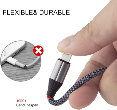 MFi Certified iPhone Charger Cable 6ft (3 Pack) - Nylon Braided Lightning USB Cable for iPhone 11/Pro/X/Xs Max/XR/8