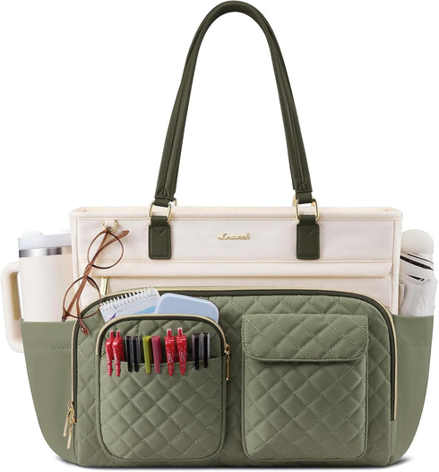 LOVEVOOK Tote Bag with Large Cup Holder, Work Tote Bags for Women, Large