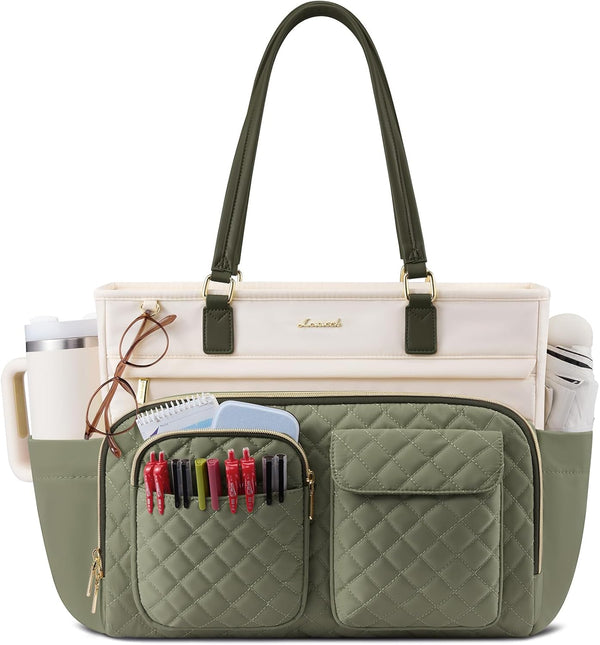 LOVEVOOK Tote Bag with Large Cup Holder, Work Tote Bags for Women, Large