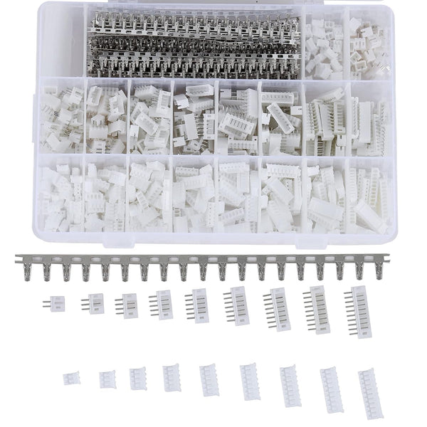 1550PCS JST PH 2.0mm Connector Assortment Kit, 2.0mm Pitch Male Female Housing Adapter Plug Terminal