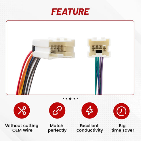 1998-2012 1990-2008 G2/QX4 RED WOLF Radio Wiring Harness w/Antenna Adapter Compatible with Nissan Frontier Pathfinder