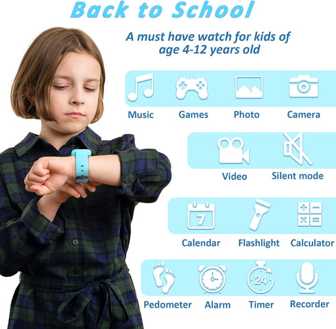 PTHTECHUS Kids Smart Watch Toys, Boys and Girls Smart Watch with Game Music MP3 Player, Video HD Selfie Camera, Alarm