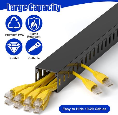 ZhiYo H1.4 W1.6in 66in (4X L16.5in) Professional Server Rack Cable Management Raceway, Cable Raceway Kit, Electrically