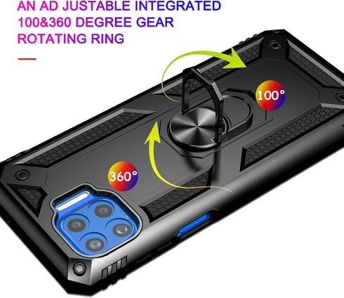 Androgate Compatible with Moto One 5G Case - Motorola One 5G UW Case with Tempered Glass Protectors, Shockproof Cover -