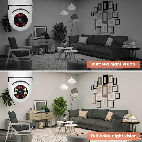 360 Security Cameras Wireless Outdoor, 2.4GHz & 5GHz WiFi Light Bulb 1080p Security Camera, Motion Detection, Two-Way
