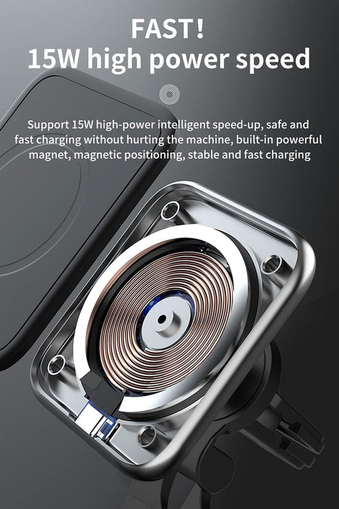 Aporia - MagSafe Tesla for iPhone +12, Compatible for Tesla 3 & Y +2021, 15W Fast Charging Magnetic Holder