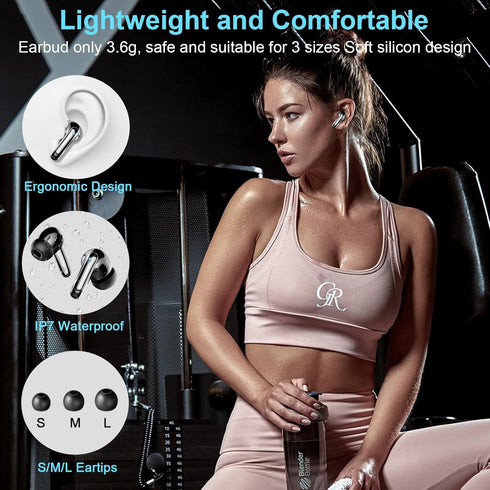 Wireless Earbuds Bluetooth 5.3 Headphones, 48H Stereo Earphones in Ear with 4 ENC Mic for Clear Calls, Noise Cancelling