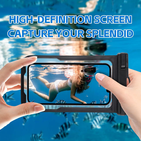 2 Pack Waterproof Phone Pouch, IPX8 Underwater Case for iPhone 15 14 13 Pro Max Samsung, Blue + Blue