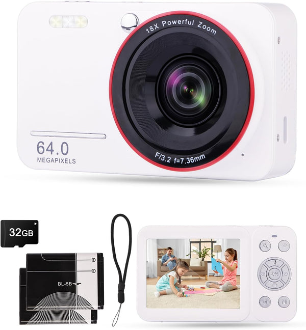 VisionX 4K Digital Camera for Kids Ages 7-12, 64MP Point and Shoot Digital