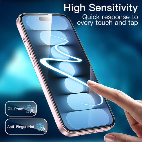 JETech Full Coverage Screen Protector for iPhone 15 6.1-Inch, Black Edge Tempered Glass Film, 3-Pack, Case-Friendly